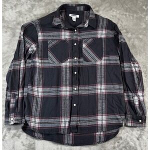 RSQ Flannel Shirt Mens Extra Small Pearl Snap Plaid Button Down Cotton